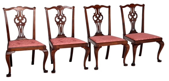 Set of Four New England Chippendale Mahogany Side Chairs