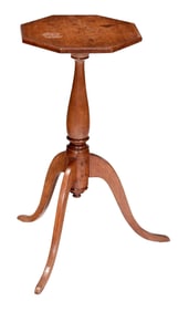 Fine American Federal Birch Octagonal Candle Stand