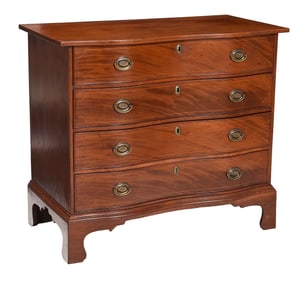 Federal Figured and Inlaid Mahogany Serpentine Chest
