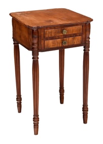American Sheraton Tiger Maple Ladies Work Table