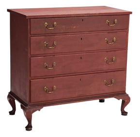 Fine New Hampshire Federal Chest in Early Red Paint