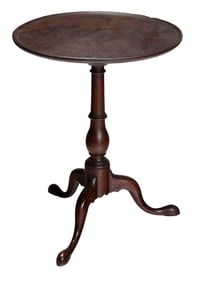 American Chippendale Figured Walnut Dish Top Candle Stand