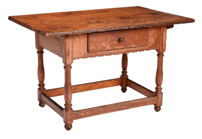 Fine Pennsylvania Chippendale Tavern Table in Early Red Paint