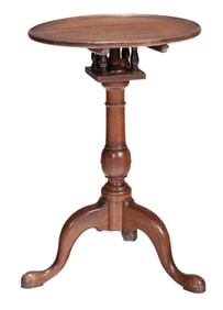 Pennsylvania Chippendale Walnut Dish Top Candle Stand