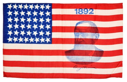 Benjamin Harrison Silk Portrait Flag