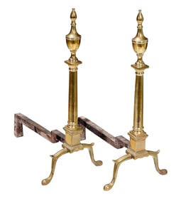 Pair of American Federal Brass Andirons