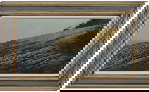 A. Hale Johnson: (Massachusetts/New Jersey, 20th/21st century) New England Coast, signed lower right "A. Hale Johnson", oil on Masonite, 10-1/2 x 20 in.; painted wood frame, 15-3/4 x 25-1/2 in. Provenance: P