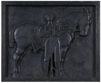 American Folk Art Carved and Painted Plaque