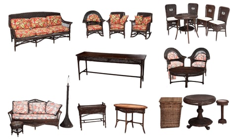 Extensive Suite of Vintage Wicker Patio Furniture