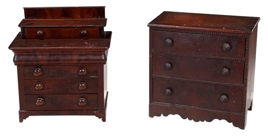 Two American Classical Mahogany Miniature Chests