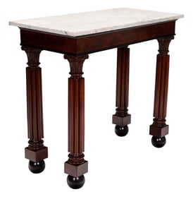 Fine Baltimore Classical Mahogany and Marble Top Pier Table