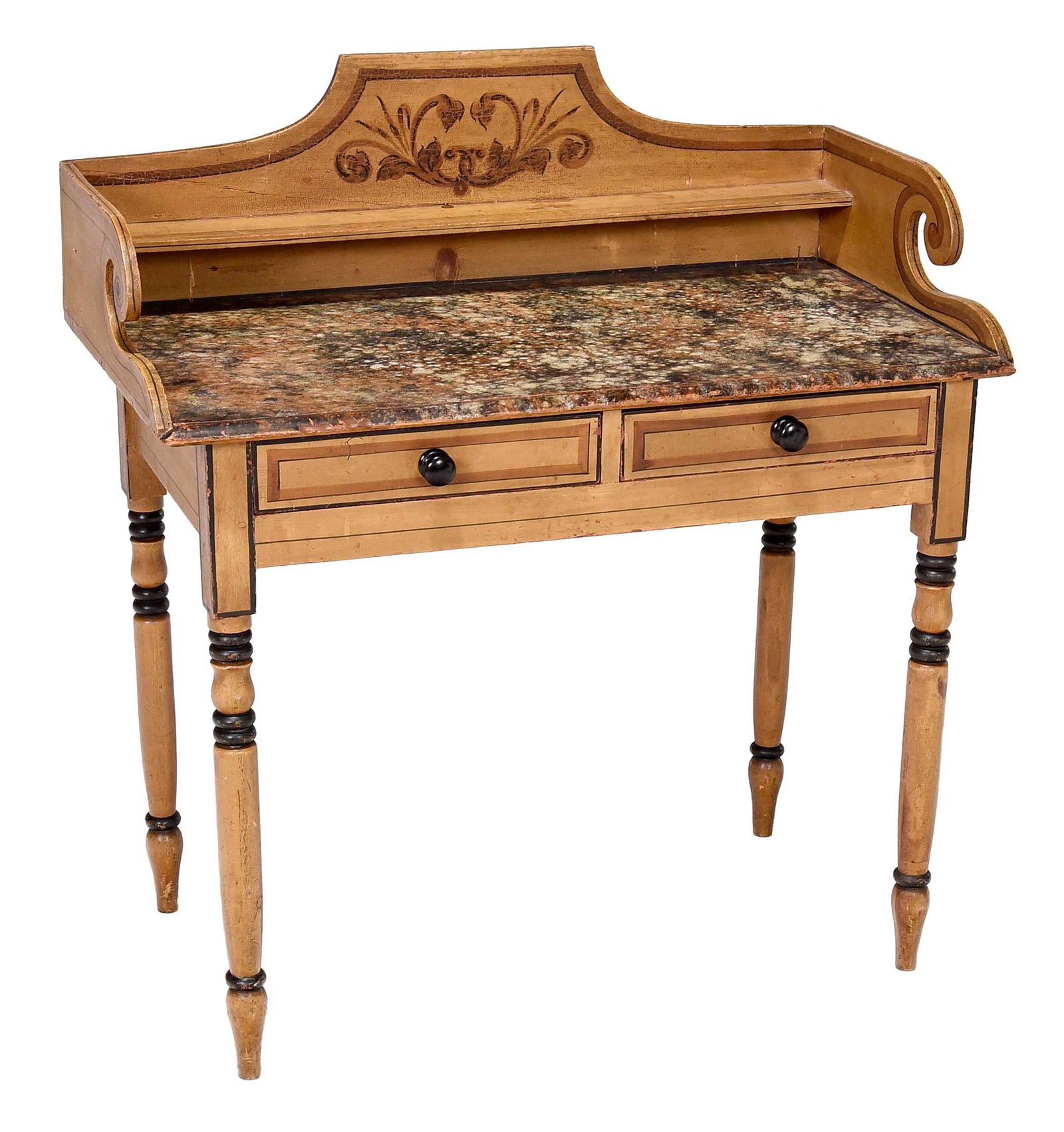 American Classical Paint Decorated and Faux Marble Dressing Table (1 of 11)