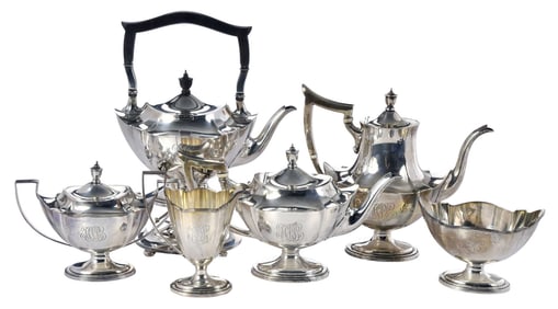 Six Piece Gorham Plymouth Sterling Tea Service
