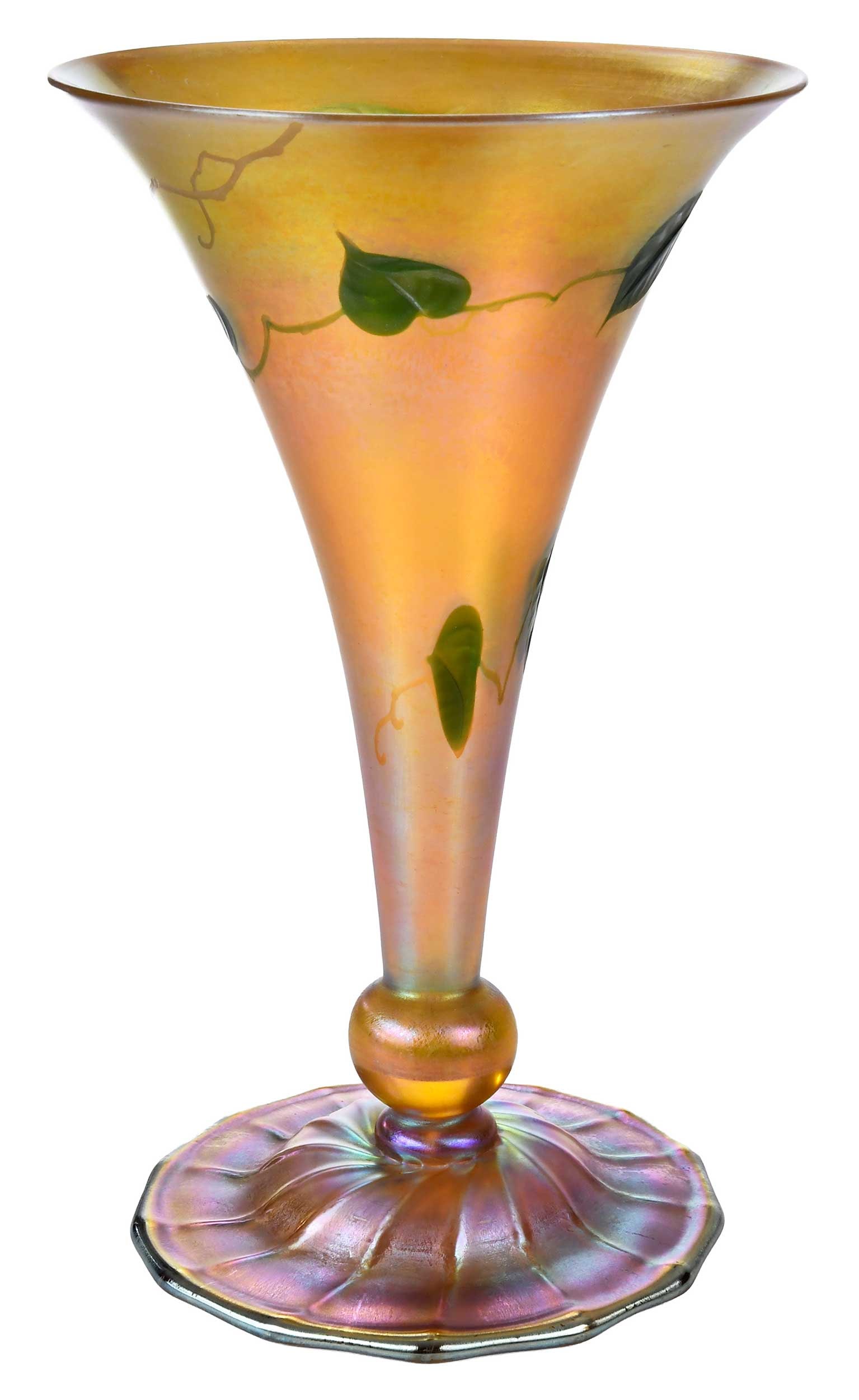 Tiffany Studios Favrile Pulled Leaf Vase (1 of 9)