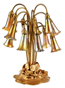 Tiffany Studios Twelve-Light Gilt Bronze Lily Lamp