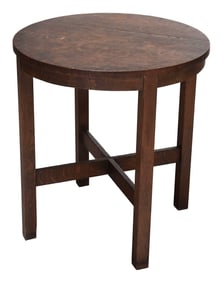 Arts & Crafts Oak Circular Side Table