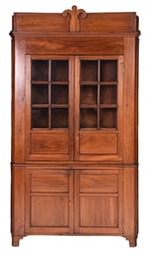 MESDA Documented Alexander Evins South Carolina Federal Inlaid Walnut Corner Cupboard