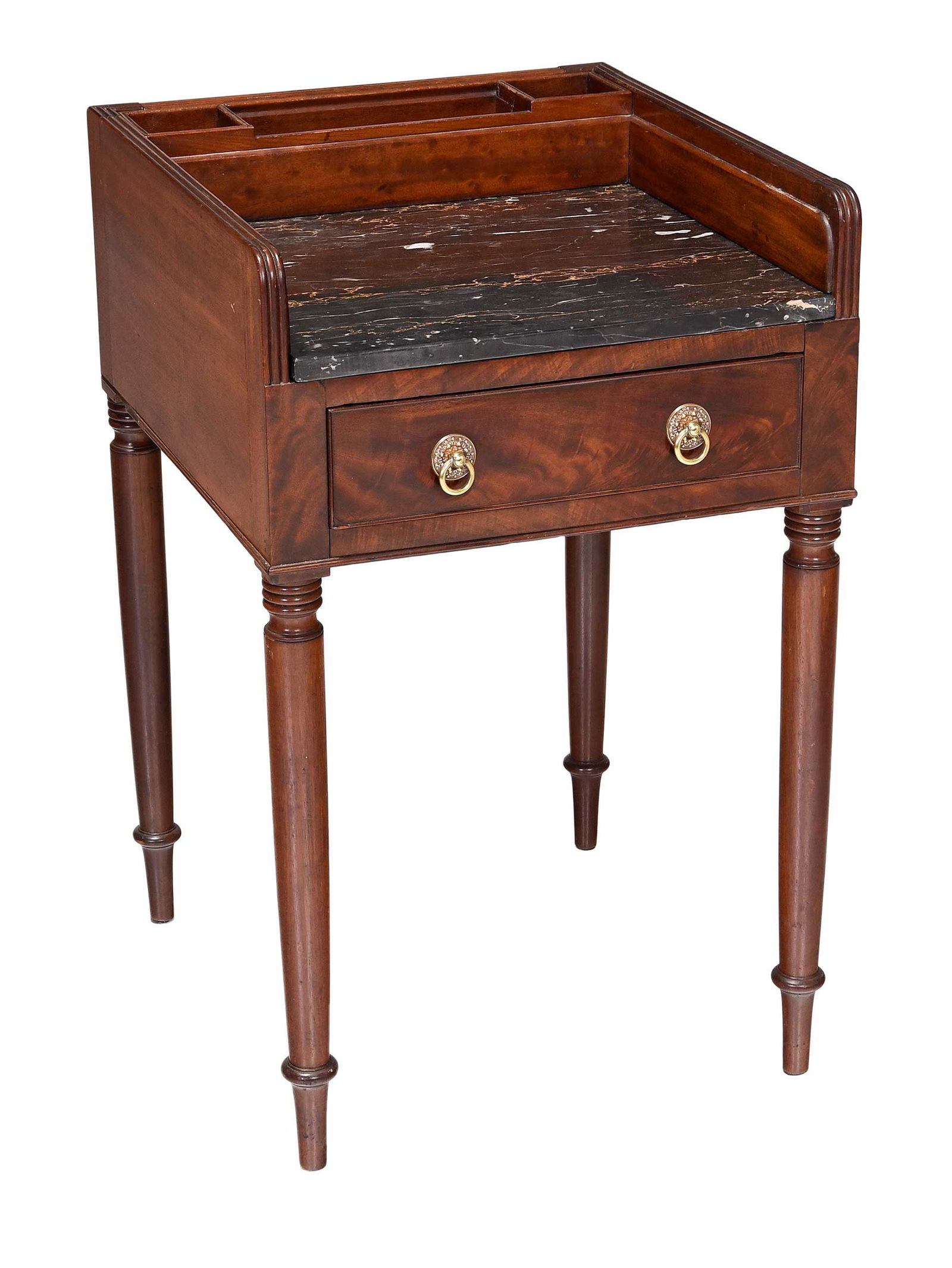 Fine Baltimore Federal Figured Mahogany Marble Top Mixing Table (1 of 8)