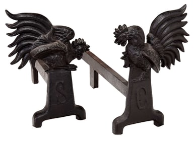 Pair of vintage South Carolina Gamecock Iron Andirons