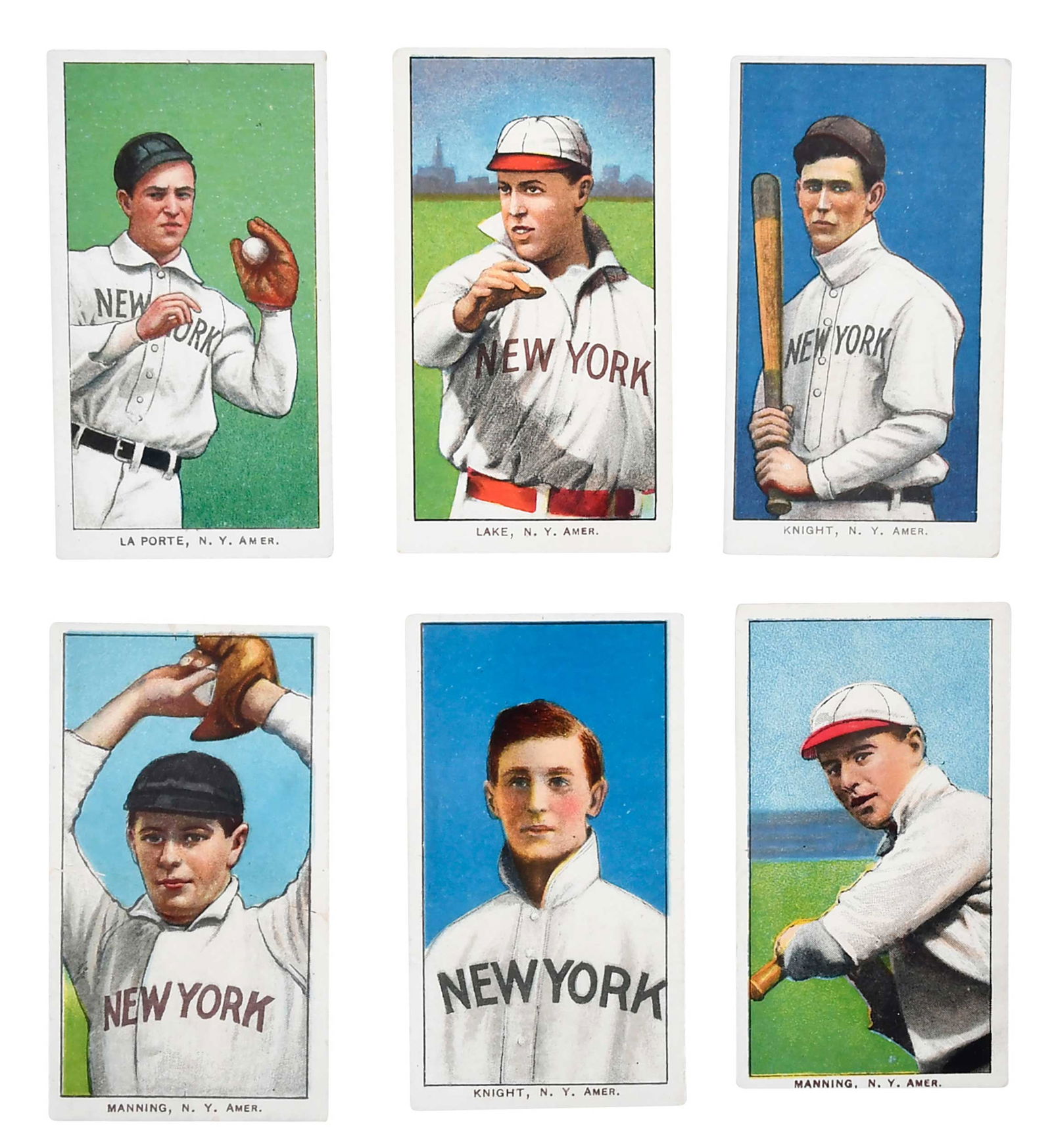 Six T206 Cards of New York Highlanders (Yankees), Group 2 (1 of 8)