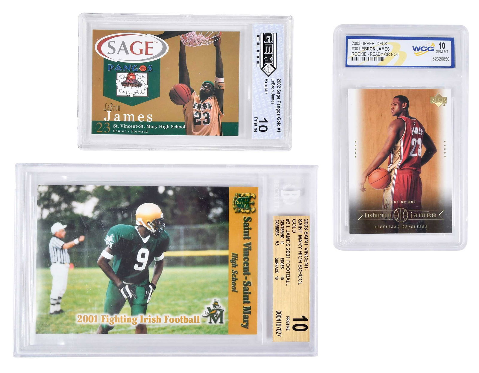 LeBron James Group: Three Early Cards and High School Yearbook (1 of 7)