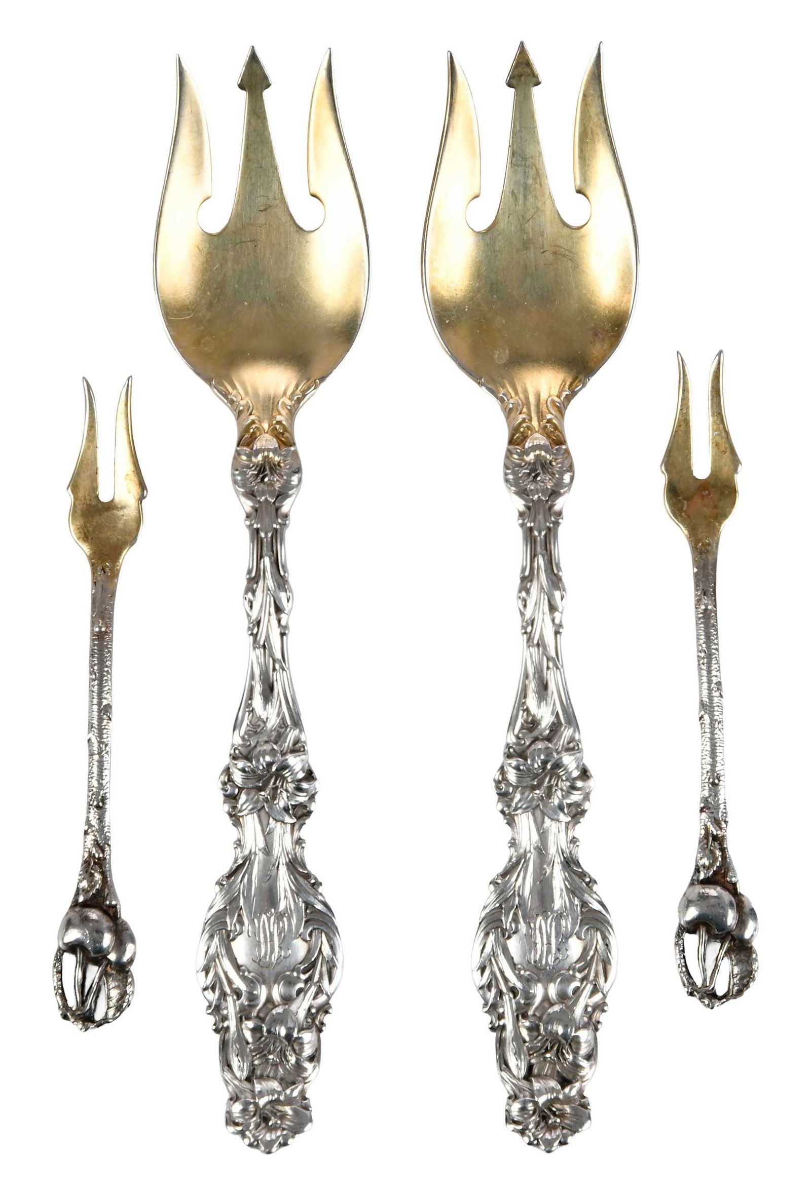 Set of 12 Sterling Lily Ice Cream Forks and 12 Sterling Cherry Handle Forks (1 of 6)