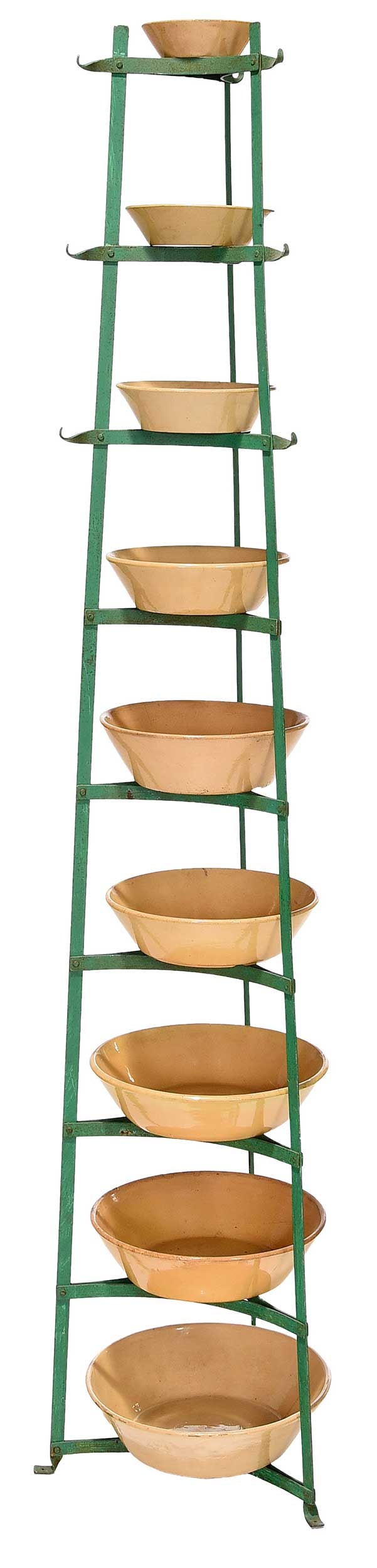 Vintage Green Painted Metal Triangular Tapered Plant Stand (1 of 7)