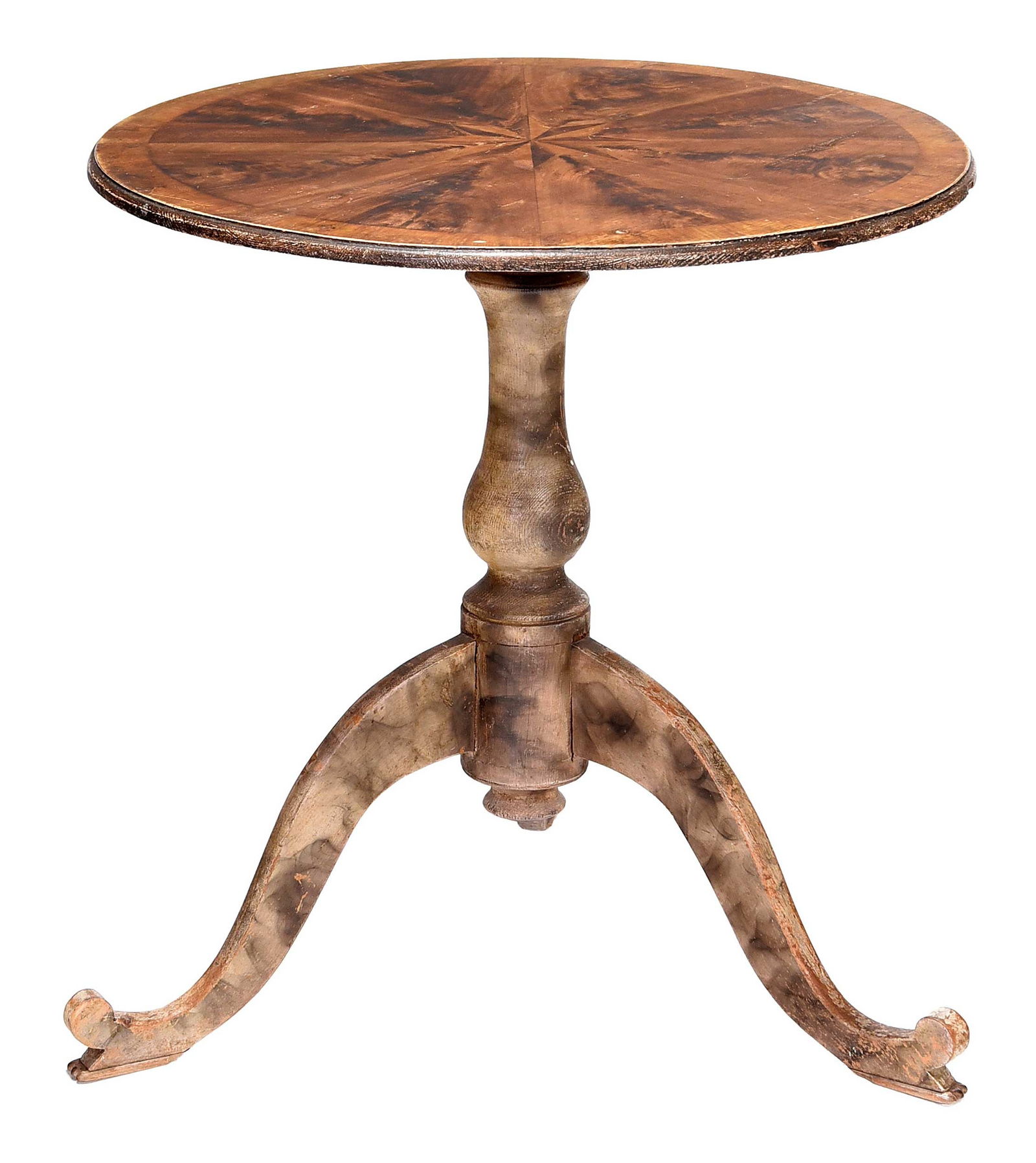 Folk Art Faux Painted and Smoke Decorated Tilt Top Pedestal Table (1 of 8)