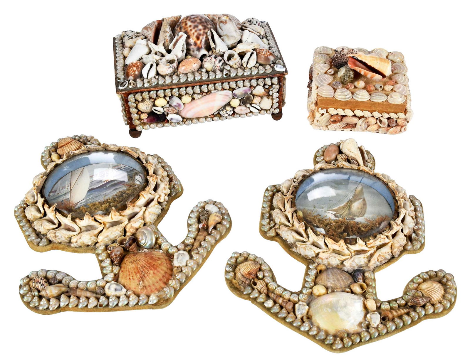 Four Shell Encrusted Nautical Objects (1 of 8)