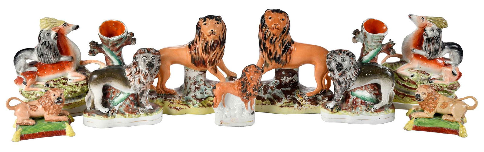 Nine Staffordshire Lion Table Objects (1 of 8)