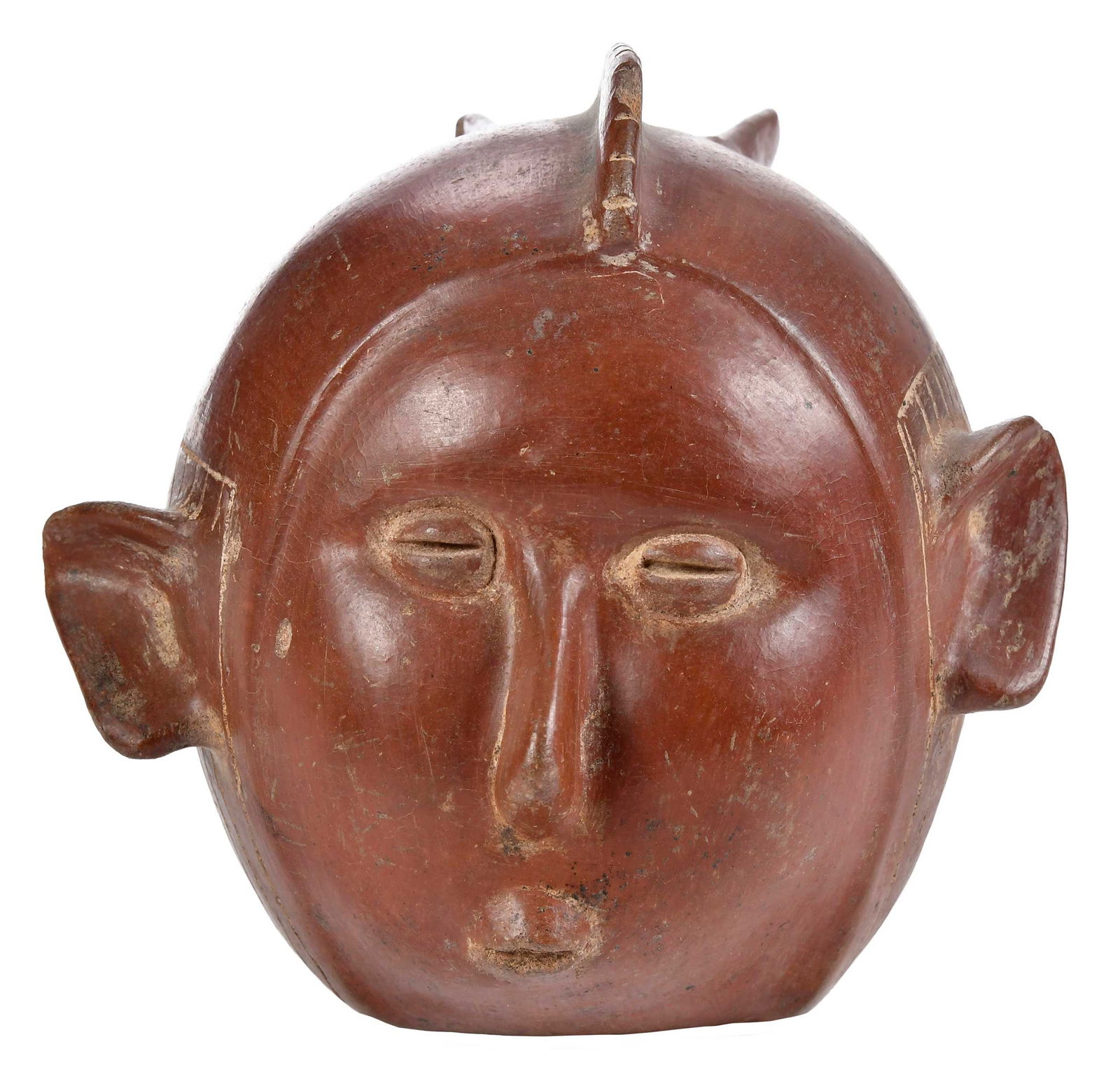 Colima or Style Helmeted Head Form Funerary Vessel (1 of 9)