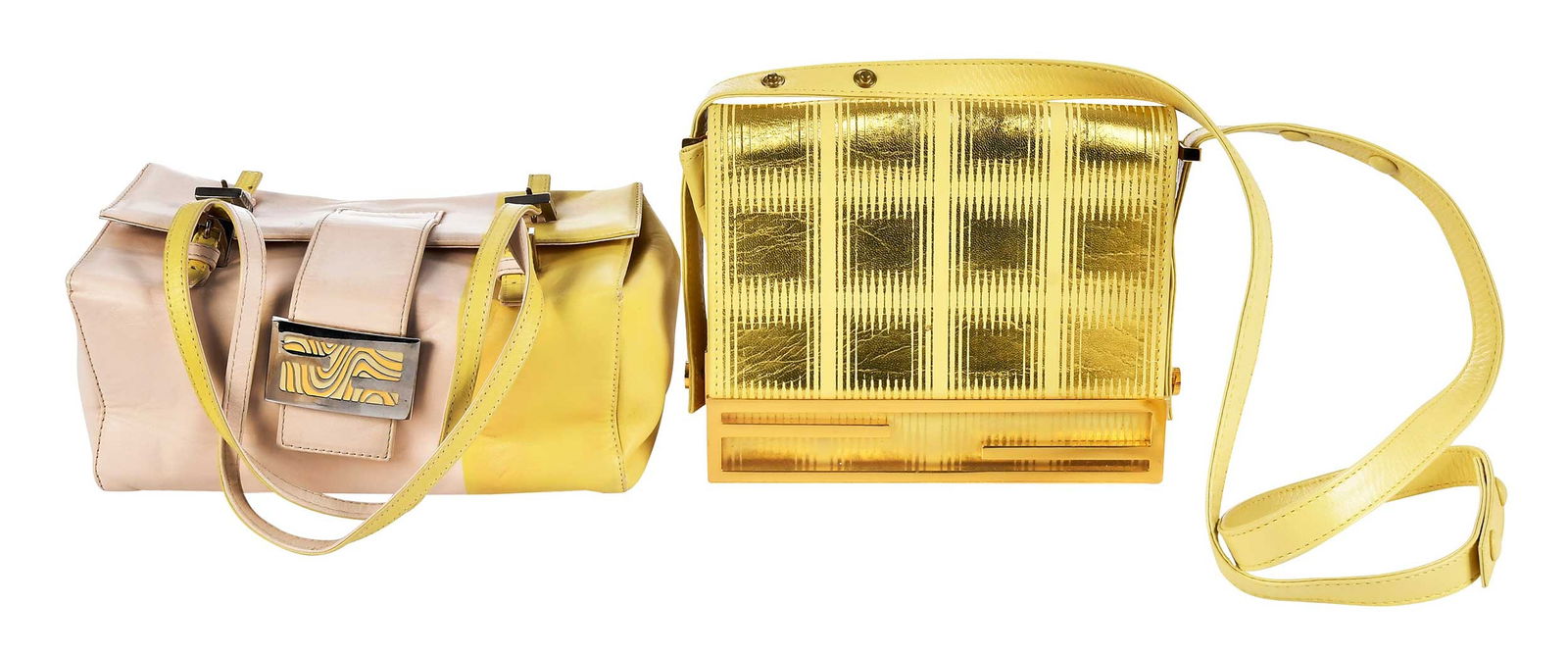 Two Fendi Yellow Leather Handbags (1 of 9)