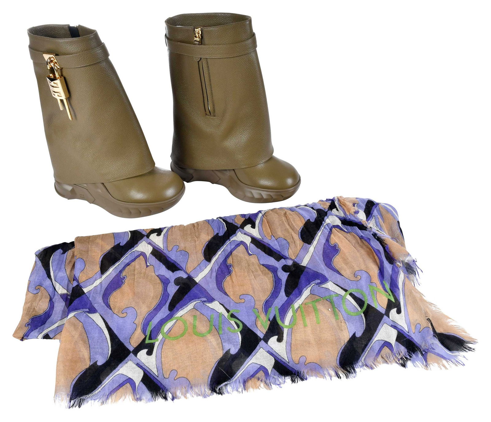 Pair of Givenchy Ankle Boots and Louis Vuitton Scarf (1 of 10)