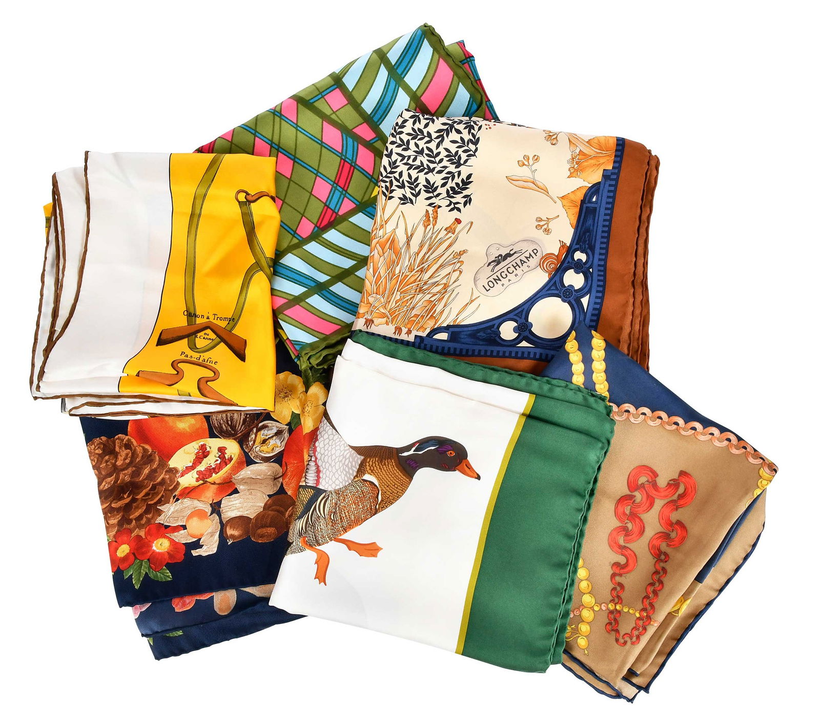 Six Assorted Designer Silk Scarves, Gucci, Longchamp, Fendi, and Others (1 of 20)