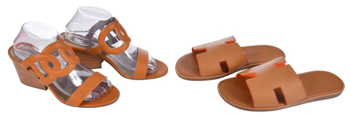 Two Pairs of Hermes Leather Sandals