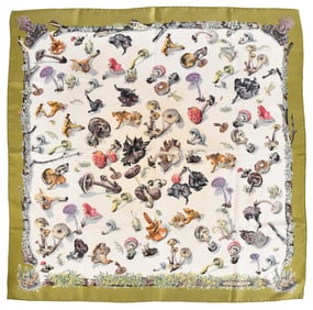 Hermes Champignon II Silk Scarf