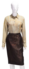 Hermes Ladies Silk Blouse and Skirt