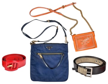 Two Prada Tessuto Handbags and Two Prada Belts