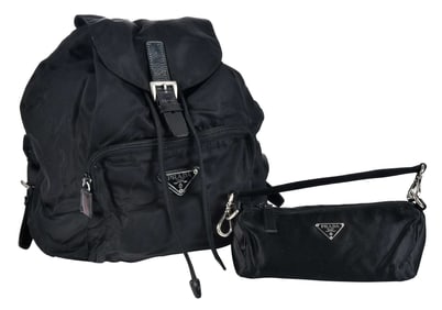 Prada Tessuto Backpack and Miniature Baguette