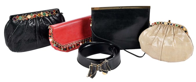 Four Judith Leiber Handbags with Belt