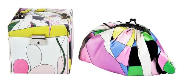 Emilio Pucci Leather Jewelry Case and Grace Chuang Pucci Style Silk Clutch