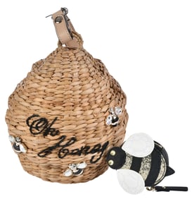 Kate Spade Beehive Wicker Bag with Bee Coin Purse