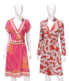 Two Diane Von Furstenberg Silk Wrap Dresses