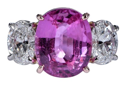 18kt. and Platinum Pink Sapphire and Diamond Ring - AGL