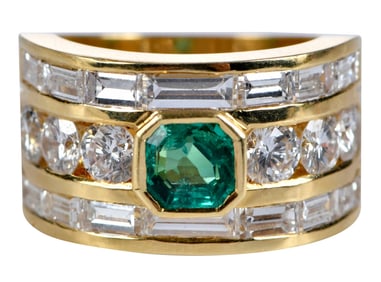 18kt. Emerald and Diamond Ring