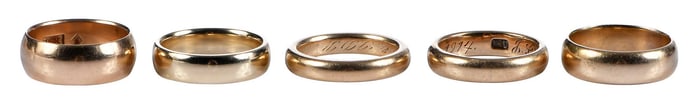 Five 14kt. Yellow Gold Bands