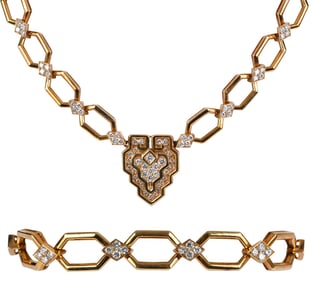 18kt. Diamond Necklace and Bracelet Set