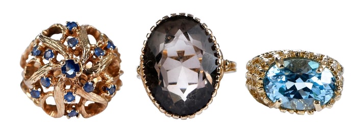 Three 14kt. Gemstone Fashion Rings