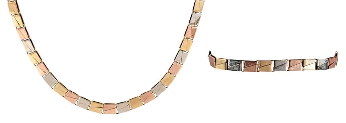 Italian 14kt. Tri-Color Necklace and Bracelet Set