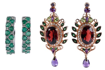 Two Pairs of Gemstone Earrings